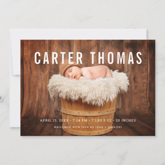 Minimale aankondiging van de geboorte van de Bekle (Voorkant)