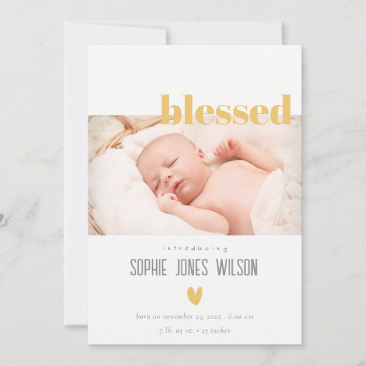 Minimale aankondiging van de geboorte van een foto (Voorkant)