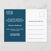 Minimale aankondiging van de marineblauwe Afstuder Briefkaart (Achterkant)