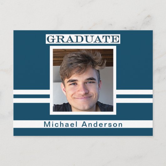 Minimale aankondiging van de marineblauwe Afstuder Briefkaart (Voorkant)