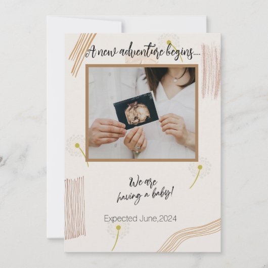 Minimale aankondiging van Neutrale beige zwangersc (Voorkant)