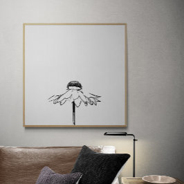 Minimale aanlooplijn in zwart-wit poster