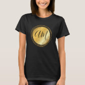Minimale aanpasbare gouden metalen initialen t-shirt (Voorkant)