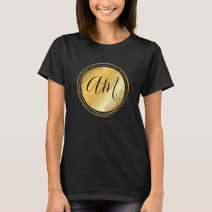 Minimale aanpasbare gouden metalen initialen t-shirt