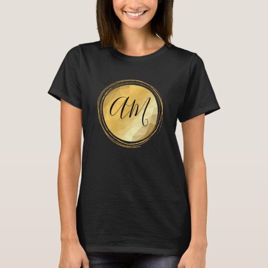 Minimale aanpasbare gouden metalen initialen t-shirt (Voorkant)