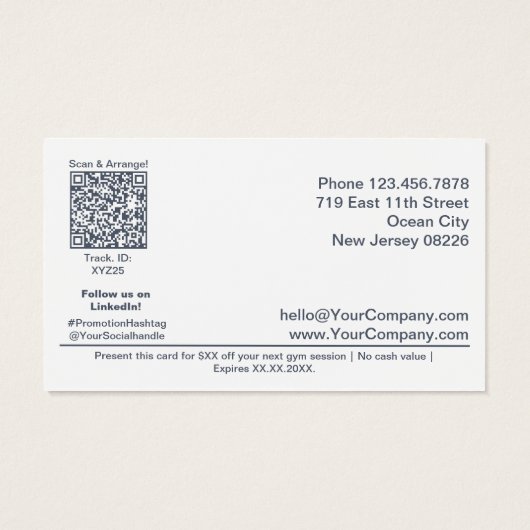 Minimale aanpasbare Gym Promo Gift Voucher Kaart (Achterkant)