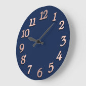 Minimale aantallen Roos Gold Blue Navy Metallic 3D Grote Klok (Hoek)