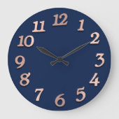 Minimale aantallen Roos Gold Blue Navy Metallic 3D Grote Klok (Voorkant)