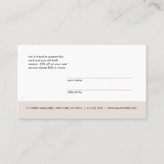 Minimale aantekening Verwijs een vriendenkaart Visitekaartje (Achterkant)