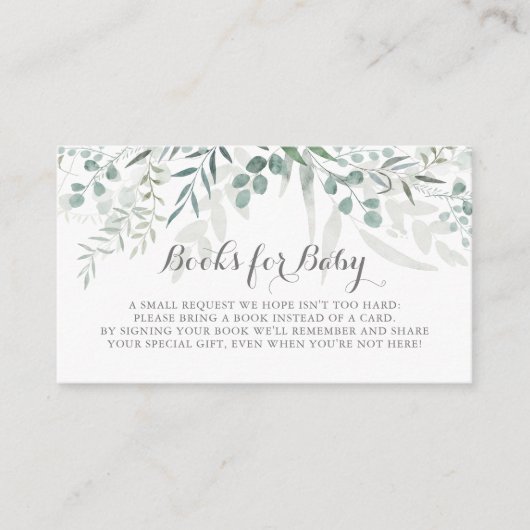 Minimale aanvraag voor Eucalyptus Baby shower Book Informatiekaartje (Voorkant)