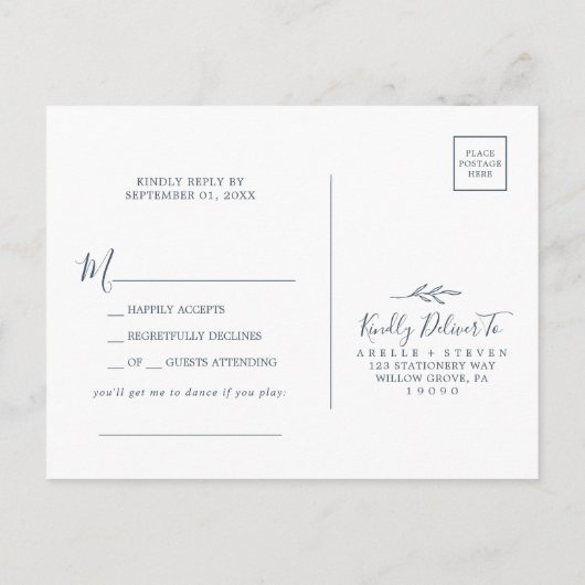 Minimale aanvraag voor RSVP-Briefkaart voor leiste Uitnodiging Briefkaart (Achterkant)