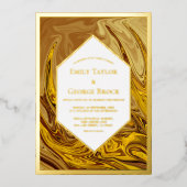 Minimale Aarde Tone Terracotta Artsy Wedding Gold Folie Uitnodiging (Voorkant)