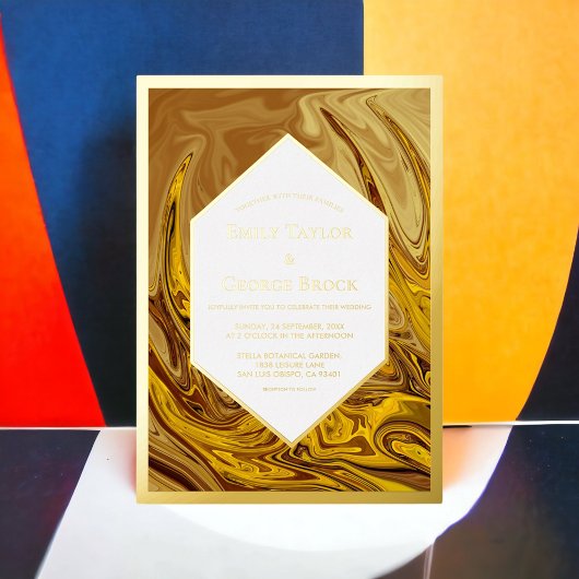 Minimale Aarde Tone Terracotta Artsy Wedding Gold Folie Uitnodiging