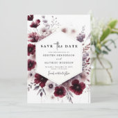 Minimale aardse Bourgondische bruiloft Save The Date (Staand voorkant)
