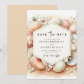 Minimale aardse strand bruiloft save the date (Voorkant / Achterkant)