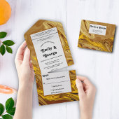 Minimale aartafoon Gold Terracotta Artsy Wedding All In One Uitnodiging