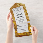 Minimale aartafoon Gold Terracotta Artsy Wedding All In One Uitnodiging (Afscheurbaar)