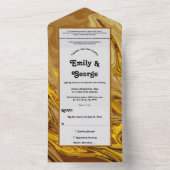 Minimale aartafoon Gold Terracotta Artsy Wedding All In One Uitnodiging (Binnen)