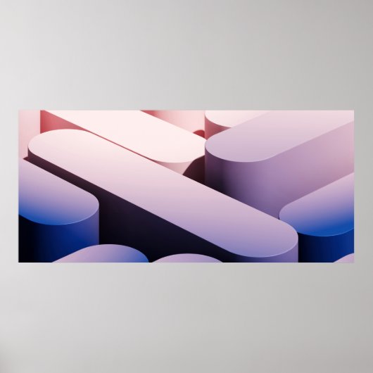 Minimale abstracte achtergrond. Blauw en roze Poster (Voorkant)