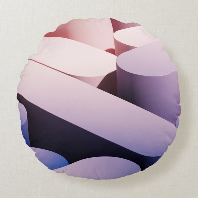 Minimale abstracte achtergrond. Blauw en roze Rond Kussen (Voorkant)
