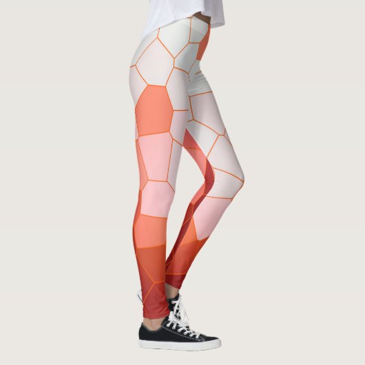 Minimale Abstracte Art Coral Red Cells Leggings (Rechts)
