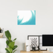 Minimale Abstracte blauwe golven penseel | Poster (Thuiskantoor)