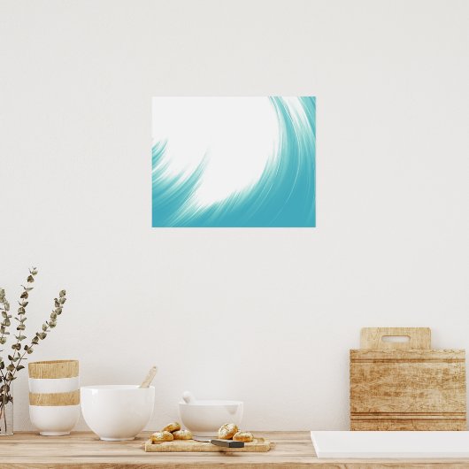 Minimale Abstracte blauwe golven penseel | Poster (Keuken)