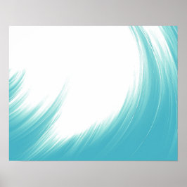 Minimale Abstracte blauwe golven penseel | Poster