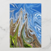 Minimale Abstracte blauwe groene Natuur Wedding Si Folie Uitnodiging (Achterkant)