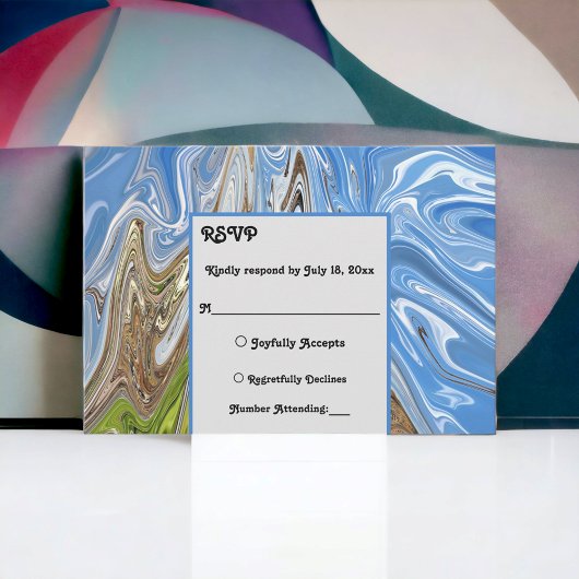 Minimale Abstracte blauwe hemel groene aarde toon RSVP Kaartje