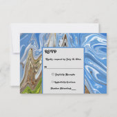 Minimale Abstracte blauwe hemel groene aarde toon RSVP Kaartje (Voorkant)