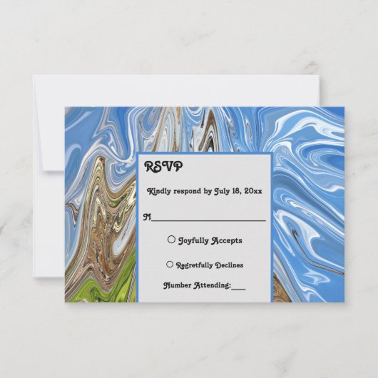 Minimale Abstracte blauwe hemel groene aarde toon RSVP Kaartje (Voorkant)