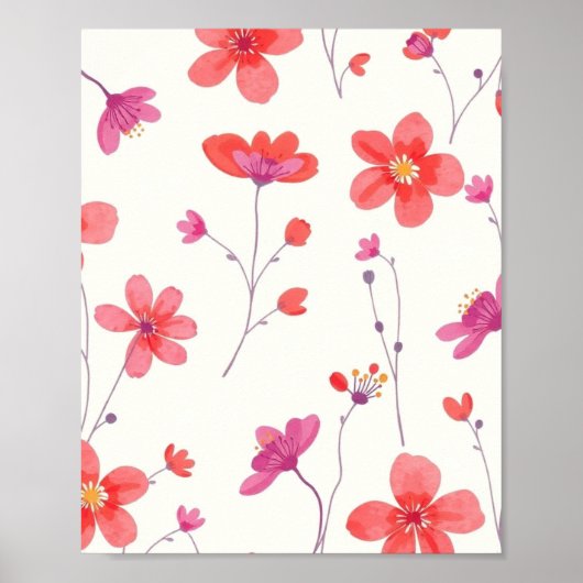 Minimale Abstracte Bloem Lijn Kunst Muur Poster (Voorkant)