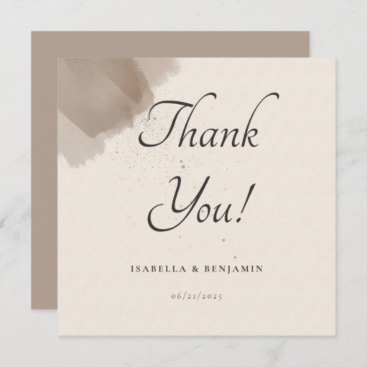 Minimale Abstracte borstel- en inktbedankkaart Bedankkaart (Voorkant / Achterkant)