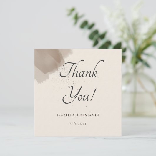 Minimale Abstracte borstel- en inktbedankkaart Bedankkaart (Staand voorkant)