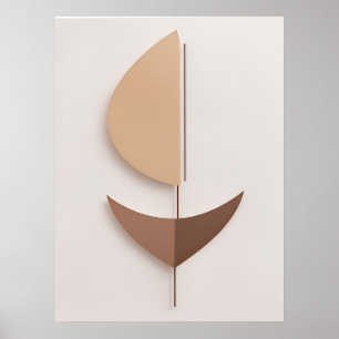 Minimale Abstracte Bruine Boho Huidige AI Kunst Poster