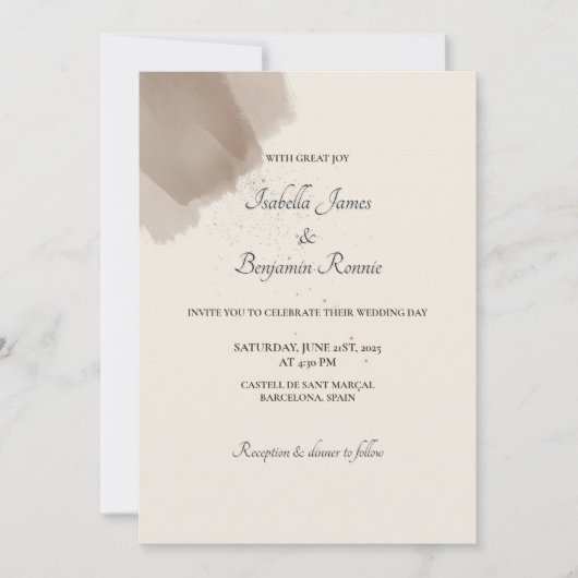 Minimale Abstracte Brush en Ink Wedding Invitation Kaart (Voorkant)