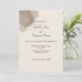 Minimale Abstracte Brush en Ink Wedding Invitation Kaart (Staand voorkant)