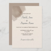 Minimale Abstracte Brush en Ink Wedding Invitation Kaart (Voorkant / Achterkant)