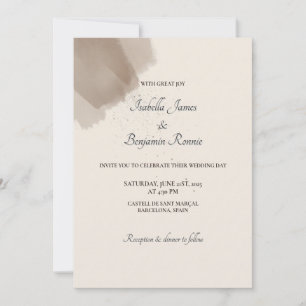 Minimale Abstracte Brush en Ink Wedding Invitation Kaart