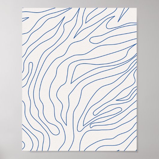 Minimale Abstracte crème wit en blauw Poster (Voorkant)