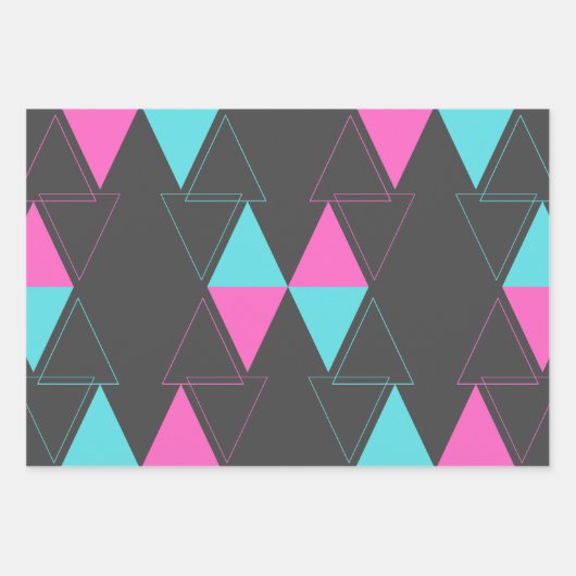 Minimale Abstracte driehoek voor roze en Turquoise Inpakpapier Vel (Voorkant 3)