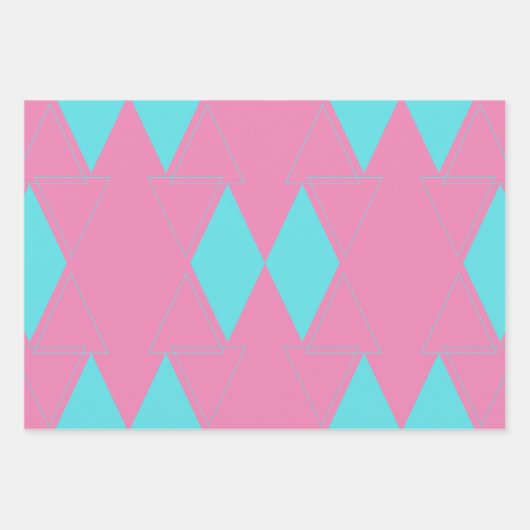 Minimale Abstracte driehoek voor roze en Turquoise Inpakpapier Vel (Voorkant 2)