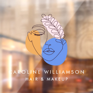 Minimale Abstracte Face Line Art Business Logo Raamsticker