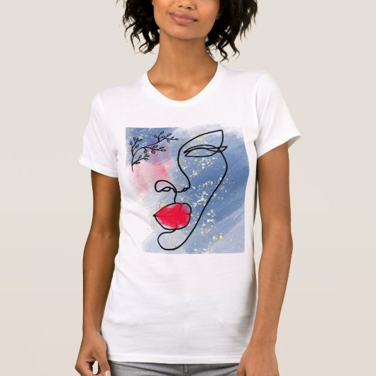 Minimale Abstracte foto-indeling van zijlijn T-shirt (Voorkant)