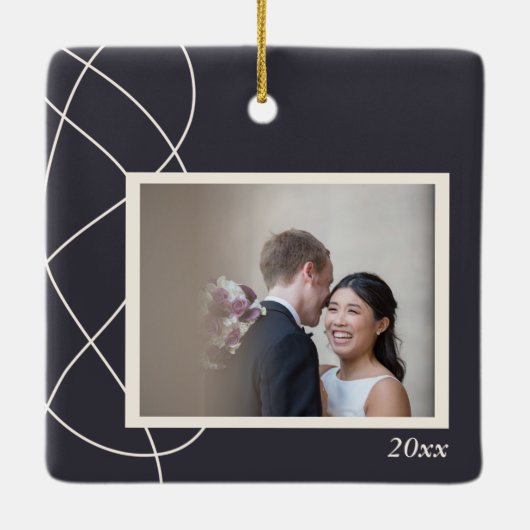 Minimale Abstracte fotoachtergrond Aangepast Keramisch Ornament (Achterkant)