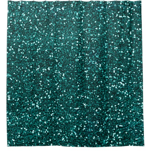 Minimale Abstracte Glitter Monstera Blauwgroen Tro Douchegordijn (Voorkant)