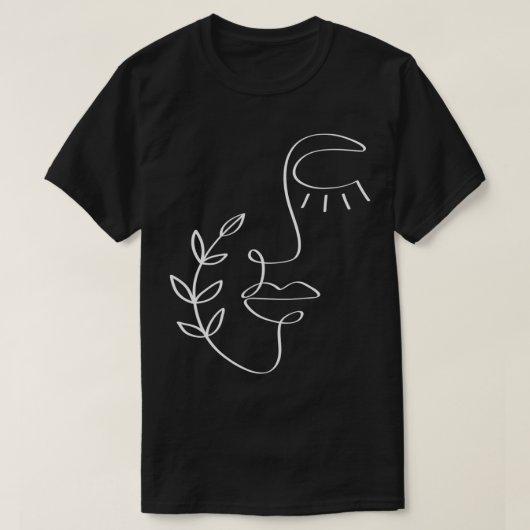 Minimale Abstracte lijn Feminine Botanische Ae T-shirt (Design voorkant)