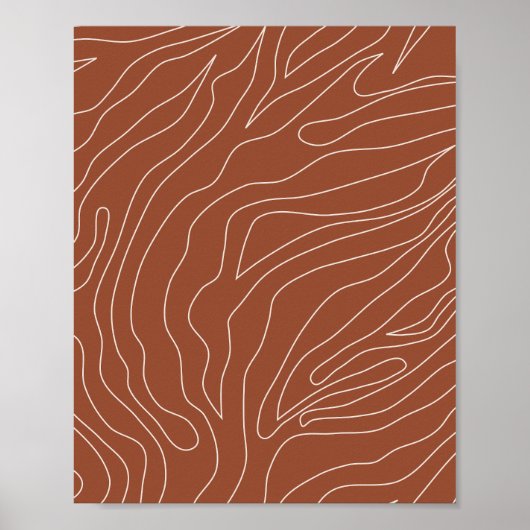 Minimale Abstracte lijnen Rust Terracotta Poster (Voorkant)