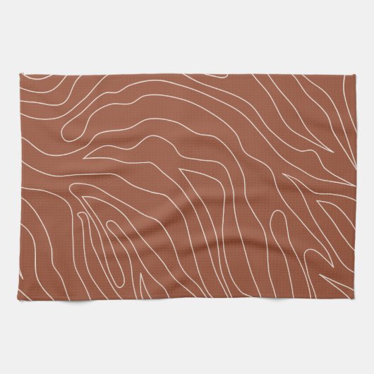 Minimale Abstracte lijnen Rust Terracotta Theedoek (Horizontaal)